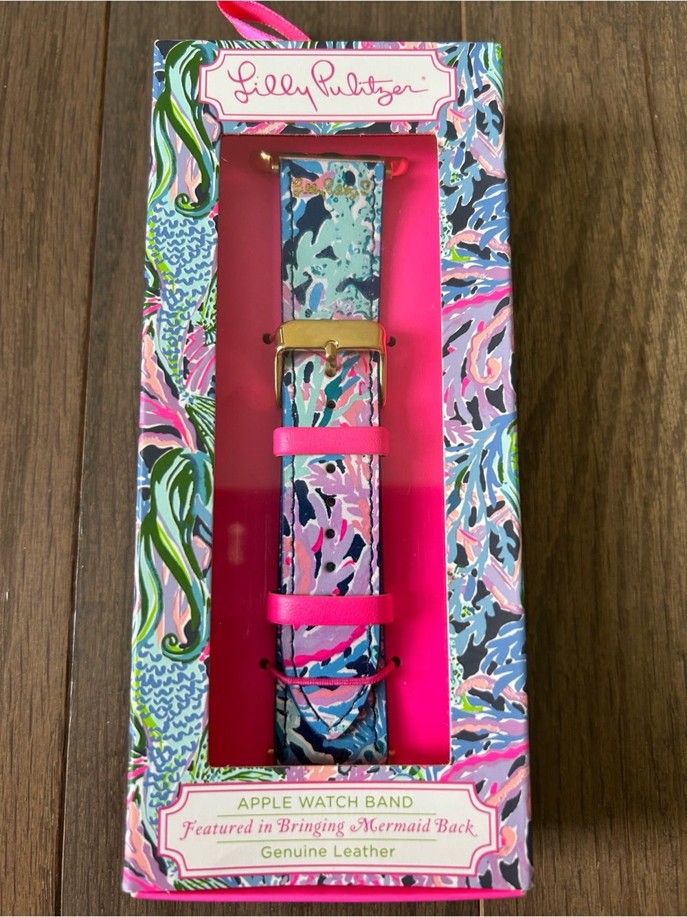 Lilly Pulitzer Multicolor Floral Leather Apple Watch Band with Pink Accents